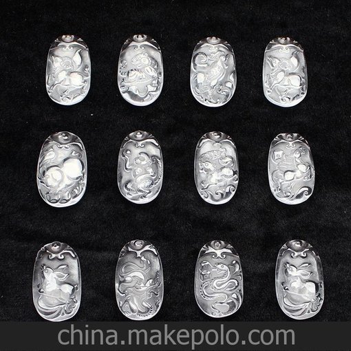 批發(fā)天然白水晶生肖吊墜 12生肖 水晶禮品 水晶飾品 吉祥物項飾圖片