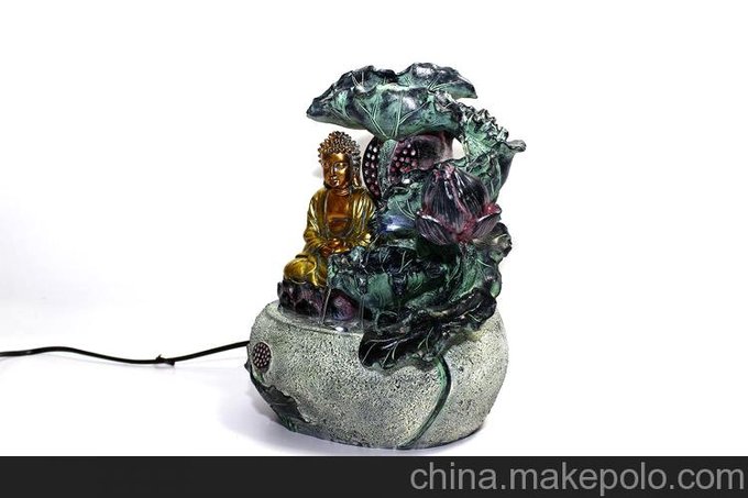 家裝辦公室蓮下坐佛擺件 工藝品 精美雅致流水噴泉圖片