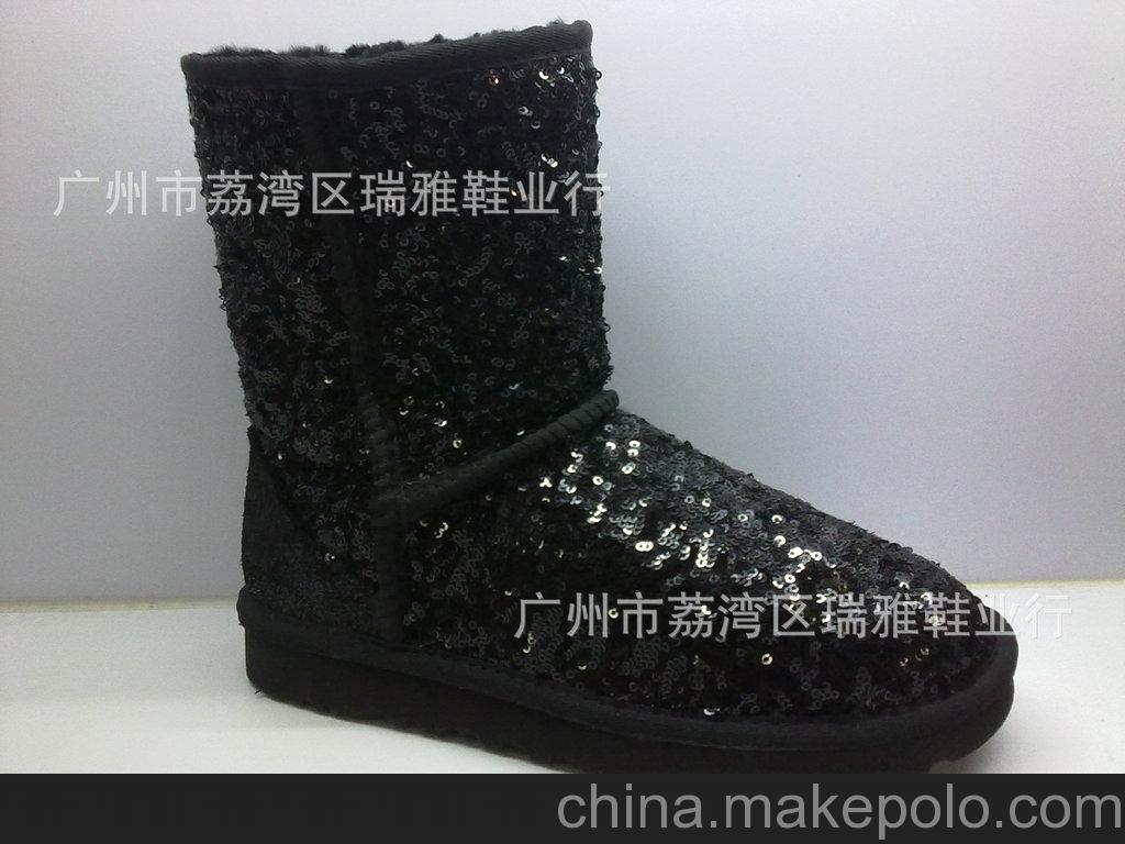 snow boots 新款雪地靴澳洲皮毛一體3161不規則亮片中筒靴 女靴