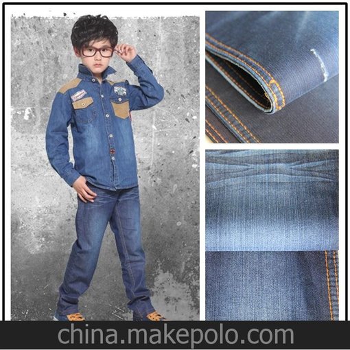 廠家直銷兒童牛仔服裝面料，韓版童裝牛仔面料圖片