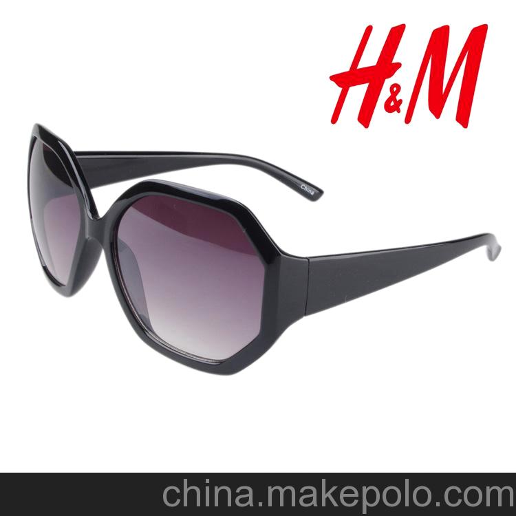 HM專柜品牌女士大框黑超墨鏡 多邊形簡約瘦臉太陽鏡一件代發3070