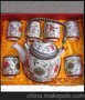 水点桃花茶具 青花玲珑瓷茶具 青花陶瓷茶具 粉彩陶瓷茶具