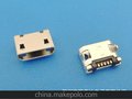 厂家供应USB连接器 MICRO USB B型SMT7.2无卷边microusb连接器