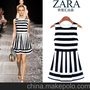 zara女裝2013夏新新款歐美時尚黑白條紋連衣裙